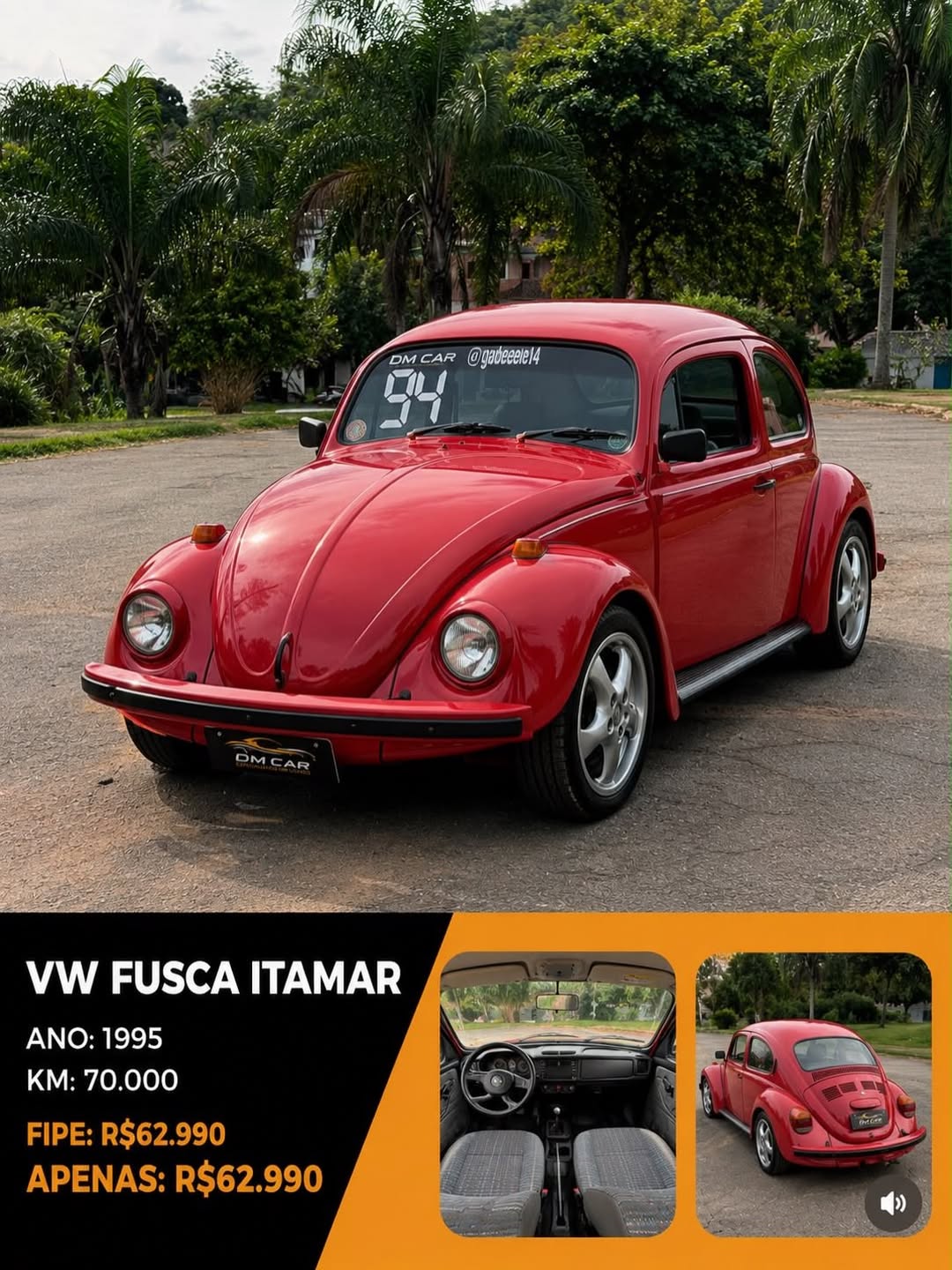 🟡🚗 FUSCA ITAMAR 1994-95 🚗🟡✨ Um verdadeiro clássico brasileiro!Para quem valoriza história